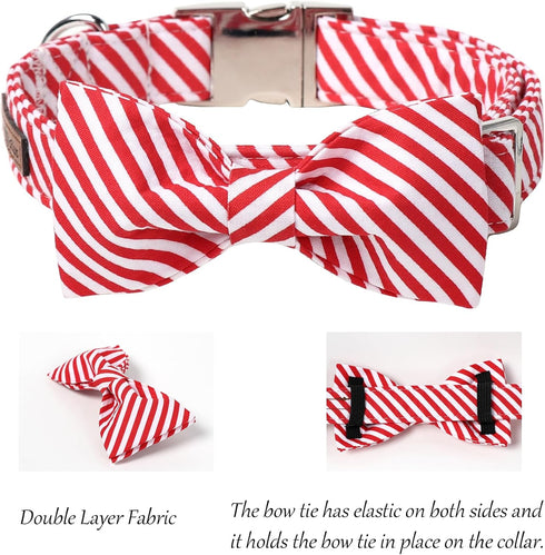 Lionet Paws Christmas Dog Collar with Bowtie - Adjustable, Comfortable, Metal Buckle for XL Dogs, Neck 16-26in