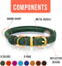 OOPSDOGGY Reflective Rolled Leather Dog Collar - Adjustable Soft Padded Collar for Small Breed Dogs (XS, 8"-11", Green)