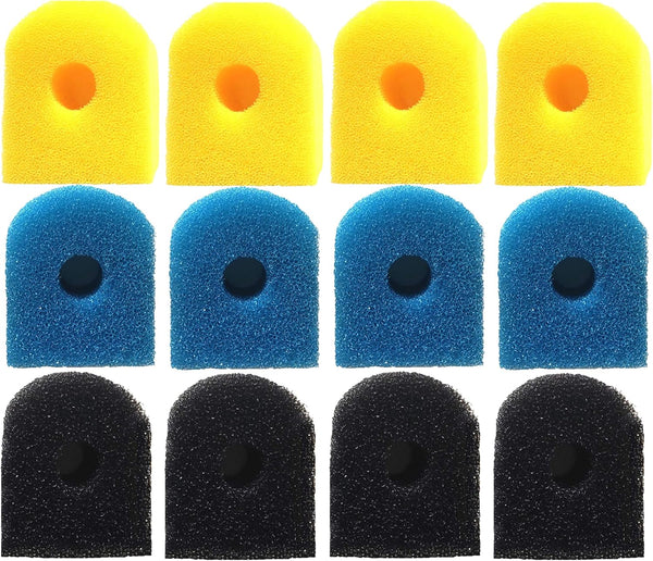 3-Stage Foam Insert Filter Pads Compatible with 10-40 Gallon Fish Tanks, Replacement Pre-Filter Pack of 12