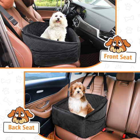 Dog Car Seat for Small Medium Dogs, Detachable Washable Booster Seat Under 30lbs with Storage Pockets