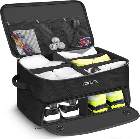 YOREPEK 2 Layer Golf Trunk Organizer - Waterproof Car Golf Locker with Ventilated Compartment for Shoes and Accessories