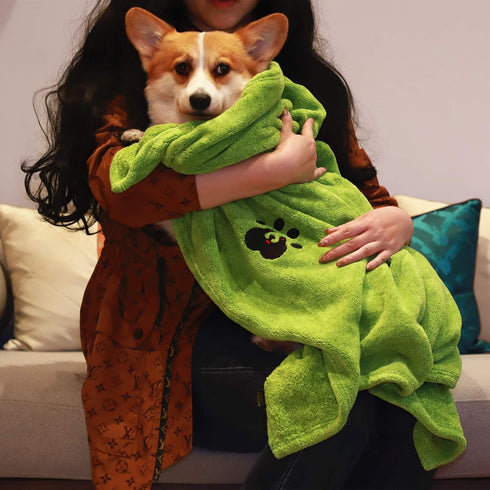 Extra Large Dog Towels, Super Absorbent Soft Microfiber Pet Bath Grooming Towel for Dogs and Cats (XL-55" * 36", Green)