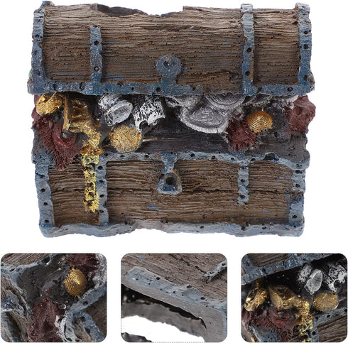 Aquarium Ornament, Simulation Treasure Chest Fish Tank Decoration Resin Hide Castle Ornament Underwater Landscape Decor