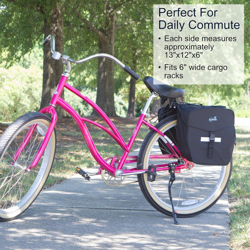 Lumintrail 36L Double Panniers - Bike Saddle Bags with Reflective Strips, Carrying Handle for Grocery Shopping