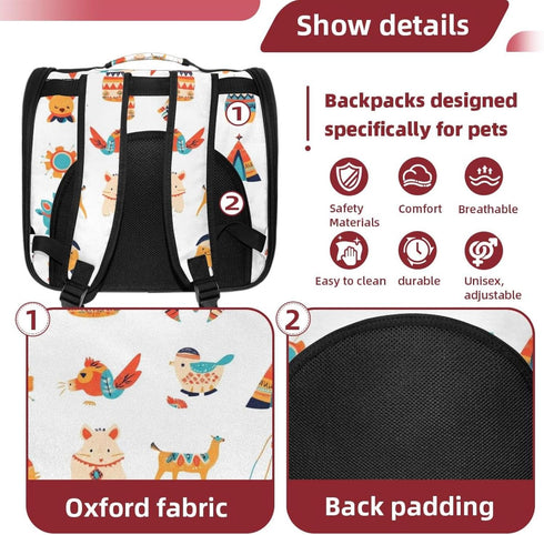 Backpack Backpack Bohemian Baby Icons Cat Carrier, Breathable Cat Carrier Large Space Bubble Pet for Kitty Small Dog