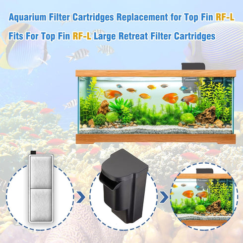Replacement Aquarium Filters for Top Fin RF-L Large Retreat Filter Cartridges (6-Pack)
