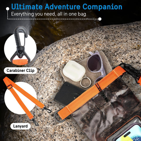 Pelican Marine IP68 Waterproof Dry Bag 2L, Roll Top Backpack with Phone Case for Boating & Kayak Accessories