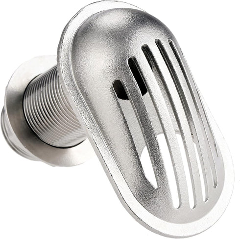 Stainless Steel 316 Boat Intake Strainer, Thru-Hull Marine Pump Hose Fitting with Rubber Washer