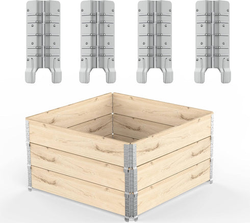 8" Pallet Collar Hinges 4PCS, Stackable and Collapsible for Garden Bed, Pet Enclosures, Home Storage