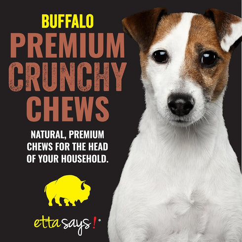 etta says! Crunchy Premium Dog Chews, 4.5" Buffalo Dog Chews - Made in The USA, Grain-Free, 36 Count