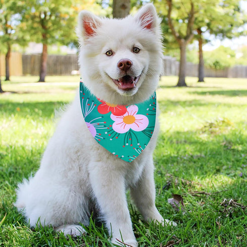 Weewooday 8 Pieces Dog Bandanas, Summer Flower Print Triangle Bibs Floral Puppy Scarf Accessories for Dogs Cats