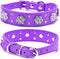 Rhinestone Dog Collar, Cute Flower Bling PU Leather Adjustable Sizes for Small, Medium, Large Dogs (S, Purple)