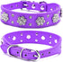 Rhinestone Dog Collar, Cute Flower Bling PU Leather Adjustable Sizes for Small, Medium, Large Dogs (S, Purple)