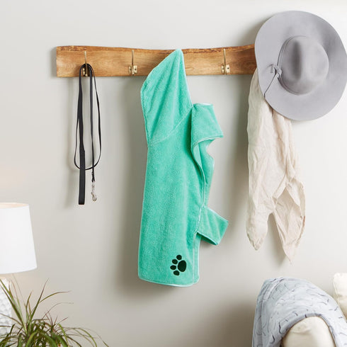 Bone Dry Pet Robe Collection - Embroidered Microfiber Bath Robe with Adjustable Closure for Dogs & Cats, Large, Aqua
