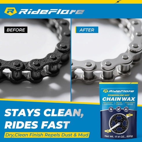 500g RideFlare Premium Chain Wax Hot Melt Bike Chain Lubricant with Ultra Low Friction Formula Long-Lasting