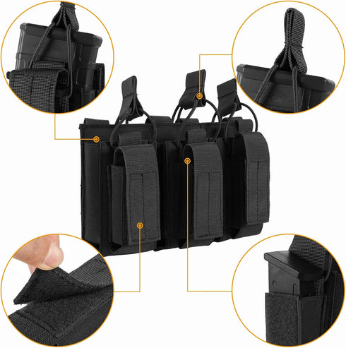 FRTKK Molle Mag Pouch - Open Top Single/Double/Triple Magazine Holder for M4 M16 AK AR Glock M1911 92F 9mm