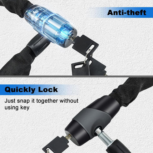 Heavy Duty Bike Chain Lock, 2.72 Ft Anti-Theft Security Lock with 3 Keys, Waterproof Chain for Bicycle, Motorcycle