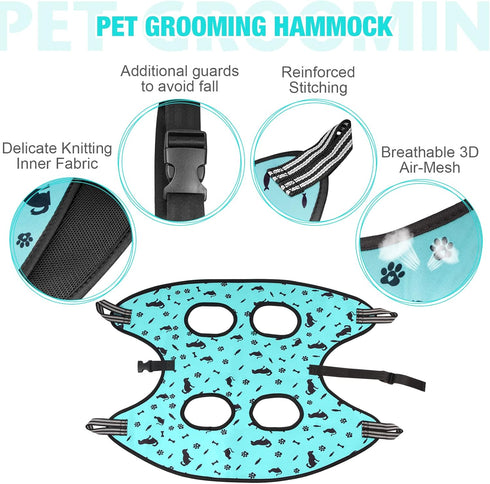 Dog Grooming Hammock - Pet Harness for Nail Trimming (S 30lb), Hanging Holder with Nail Clippers