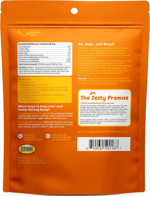 Zesty Paws 12oz Training Treats for Dogs & Puppies - Bacon Flavor with Fish Oil Omega 3 Fatty Acids
