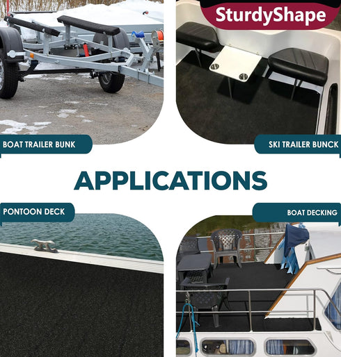 SturdyShape Boat Trailer Bunk Carpet Kit - 13ft x 12in 25oz Marine Carpet for Boat Bunk Board