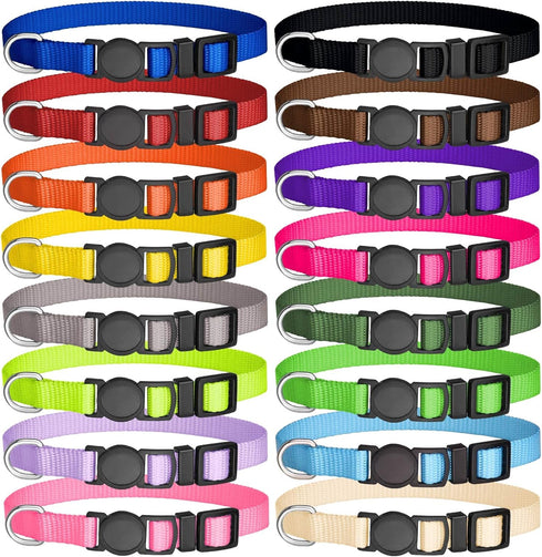 16 PCS Adjustable Puppy Collars, Safety Breakaway Nylon Collars for Small Puppies, Whelping ID Collars Pet Supplies (M)
