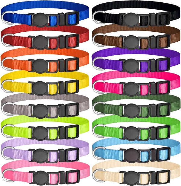 16 PCS Adjustable Puppy Collars, Safety Breakaway Nylon Collars for Small Puppies, Whelping ID Collars Pet Supplies (M)