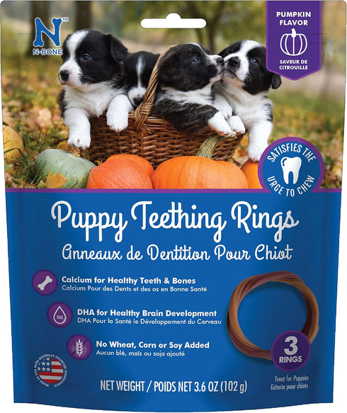 N-Bone Puppy Teething Ring - Pumpkin Flavor, 3.6 Oz, 3 Rings