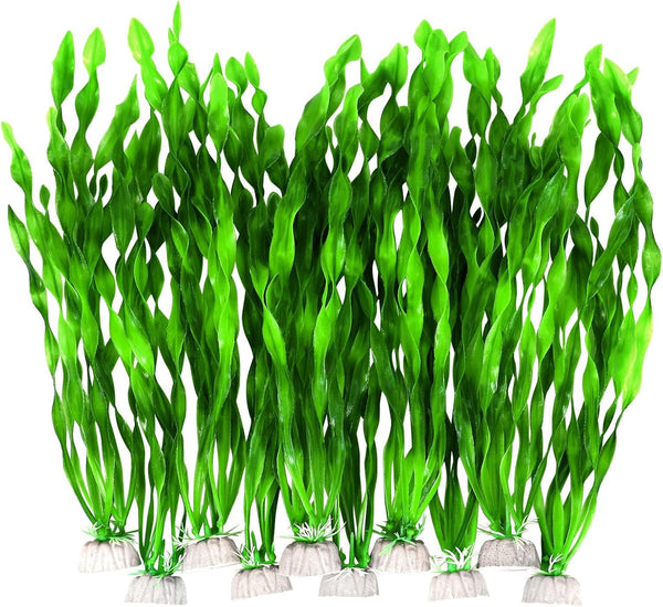 AQUANEAT Fish Tank Decorations, 12 Inch Tall Plastic Aquarium Plants, 10 Packs