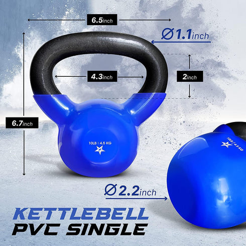 Yes4All 5-65lbs Kettlebells | Vinyl Coated Cast Iron for Dumbbell Weights Exercises
