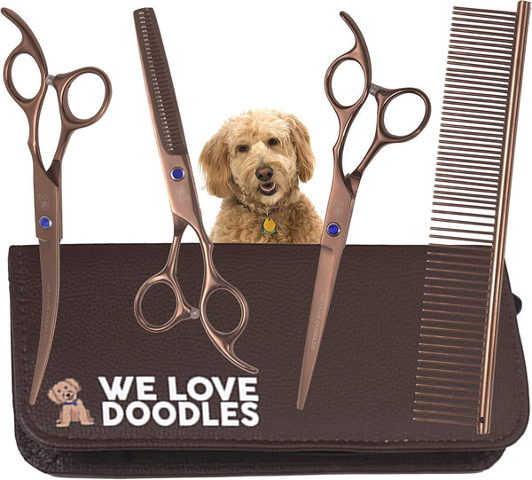 Dog Grooming Scissors Kit - Best Tools for Goldendoodles & Poodles -