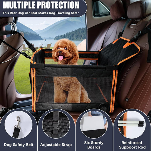 30lbs Dog Car Seat for Medium Small Dogs, Pet Car Seat with Adjustable Safety Belt & Storage Pockets, Breathable