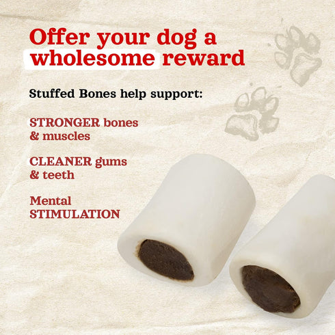 Natural Farm Bacon & Cheese Filled Bones, 6 Pack, 3-4 Inch, Limited Ingredient Dental Dog Treats