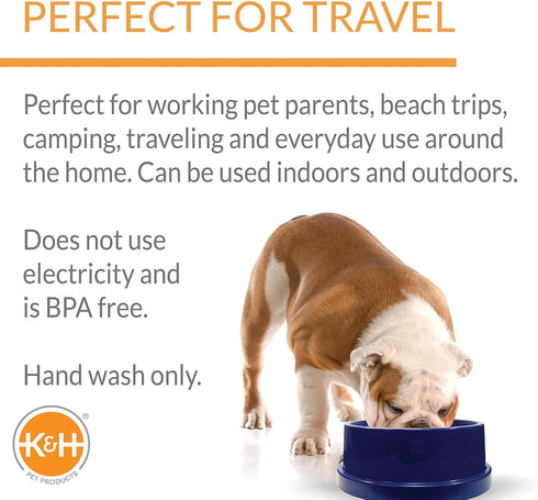 K&H Pet Products Coolin' Pet Bowl, Insulated Ice Cold Dog Bowl, 96 Ounces, Cooler Blue