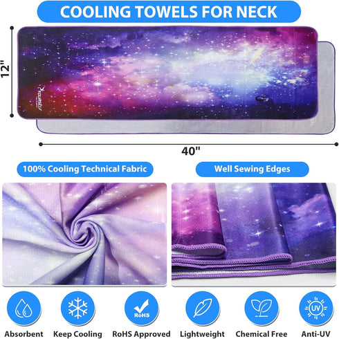 SYOURSELF Cooling Towel - 40" x 12" Ice Towel for Instant Cooling Relief, Perfect for Sports and Gym (1PC-Starry)