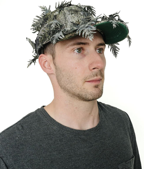 Mossy Oak & Realtree 2-in-1 3D Leafy Face Mask Camo Hats for Hunting - Adjustable, One Size