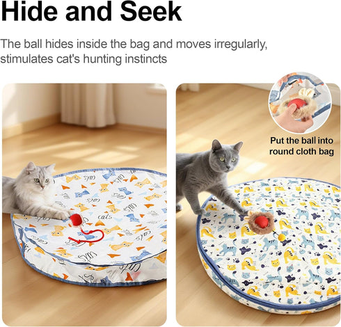 Petmarket 2 Automatic Cat Toy, Cat Interactive Toy With Auto-Moving Balls In Cat Play Mat, Cat Mat Toy