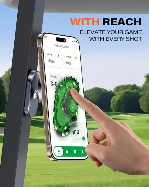 A2C Packaging) Alloy Magnetic Golf Cart Phone Holder for MagSafe iPhone, Unique Golf Gifts for Men Golfers Dad Father