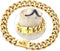 Gold Chain Dog Collar, Designer Cuban Link Chain Collar with Safety Design Buckle (19MM, 26")