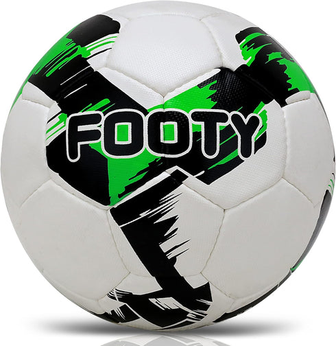 Footy Size 5 Soccer Ball - Hand Stitched Leather with Pump, Professional Youth Training Ball