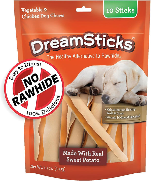 Dreambone DreamSticks Dog Chews, 10 Count (Pack of 1), Made with Real Sweet Potato