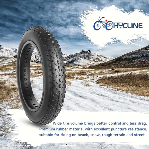 Hycline Fat Bike Replacement Tire: 20x4.0/26x4.0 Inch Puncture Resistant Folding MTB Tires for All Terrain