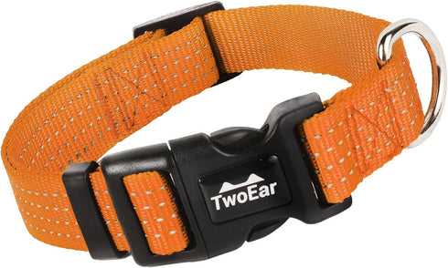 TwoEar Heavy Duty Reflective Dog Collar, Adjustable Nylon Pet Collar with Durable Buckle for Small Breeds Dog (S,