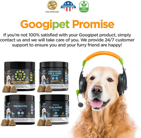 Googipet Premium Dog Multivitamin Chewable, Dog Vitamins and Supplements, Puppy Vitamins & Senior Dogs Probiotics