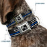 Dog Collar Seatbelt Buckle - Thin Blue Line Flag Weathered Black Gray Blue, 11 to 17 Inches, 1.0 Inch Wide