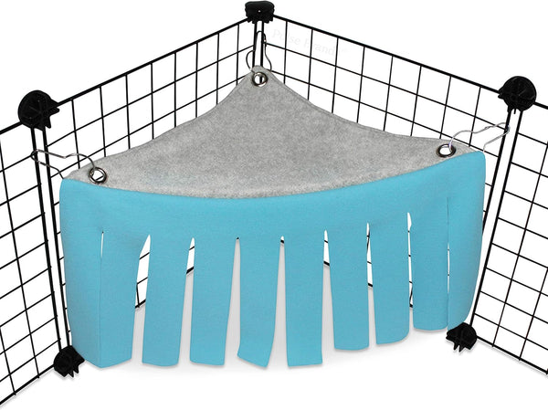 Corner Fleece Forest Hideout for Small Pets - Guinea Pigs, Ferrets, Chinchillas, Hedgehogs (Blue/Gray)