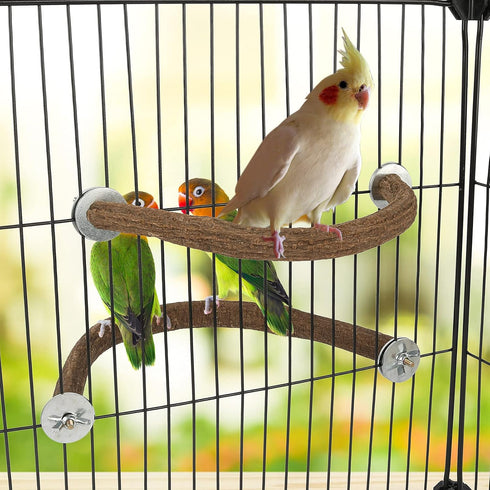 Rypet U Shape Natural Wood Stand Perch for Parrots, Swing Bird Chewing Stand, Cage Accessories for Budgies, Conures,