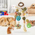 Chinchillas, Rabbit Toys for Bunny Boredom, Hanging Rodent Dental Toy with Papaya Stems Sweet Bamboo Hamsters, Guinea