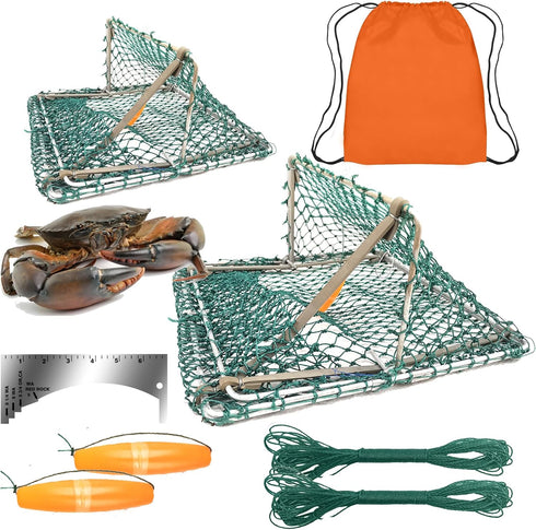 Dddzerong Foldable Crab Trap & Collapsible Cage Portable, Durable Fishing Gear for Dungeness,