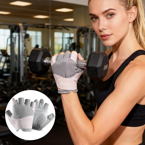 CaySep Workout Gloves for Women Lightweight Breathable Fingerless Gym Gloves for Weightlifting Cycling Gym Training