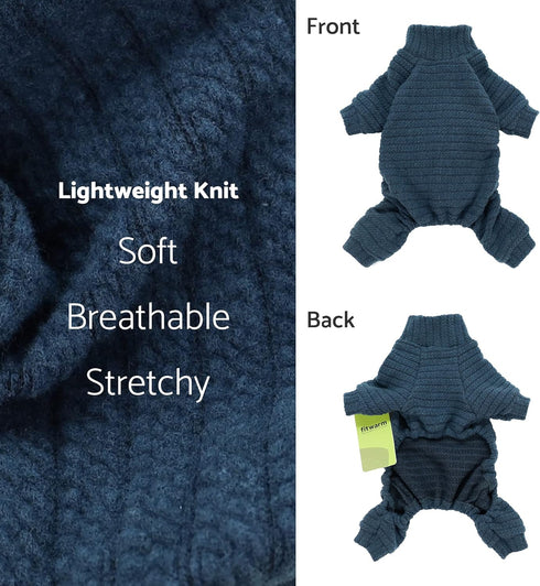 Fitwarm Turtleneck Knitted Dog Sweater, Puppy Pajamas Thermal Winter Clothes Knitwear for Pet Coats, Blue X-Small